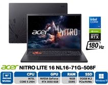 Notebook Acer Nitro Lite 16 NL16-71G-508F (Shale Black)