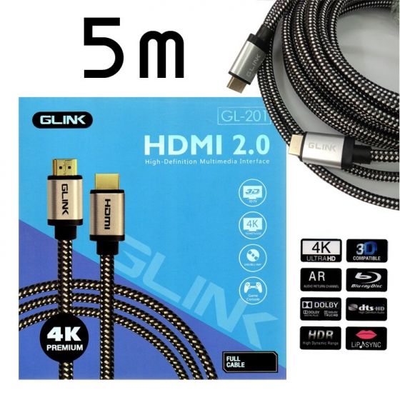 Cable HDMI 4K (V.2.0) M/M (5M) GLINK GL201