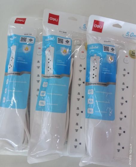 DELI T468 SOCKETS    ปลั๊กไฟ 5เมตร 6ช่อง