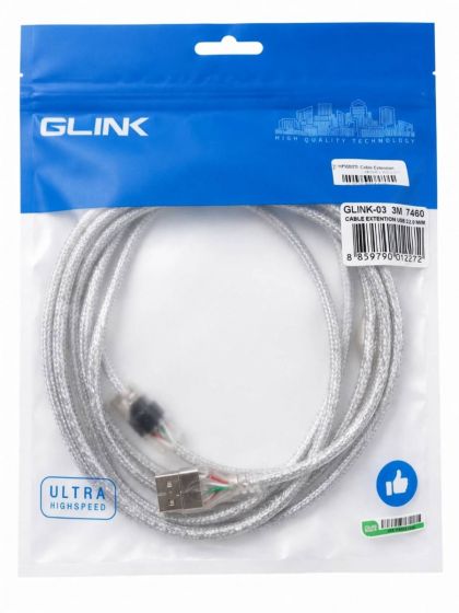 Cable Extention USB M/F ( 3M) V 2.0 'Glink'