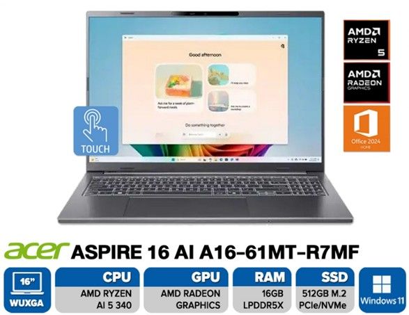 Notebook Acer Aspire 16 AI A16-61MT-R7MF (Steel Gray)