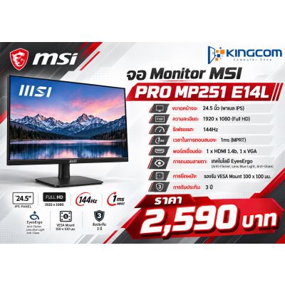 MONITOR 24.5'' MSI PRO MP251 E14L